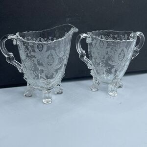 Vintage new Martinsville Viking Glass “ Prelude” sugar creamer etched